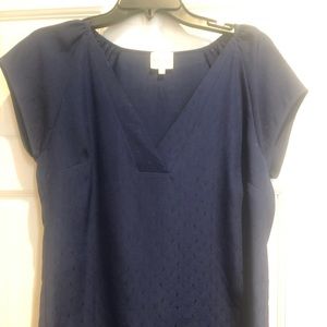 Reiss navy v neck short sleeved blouse